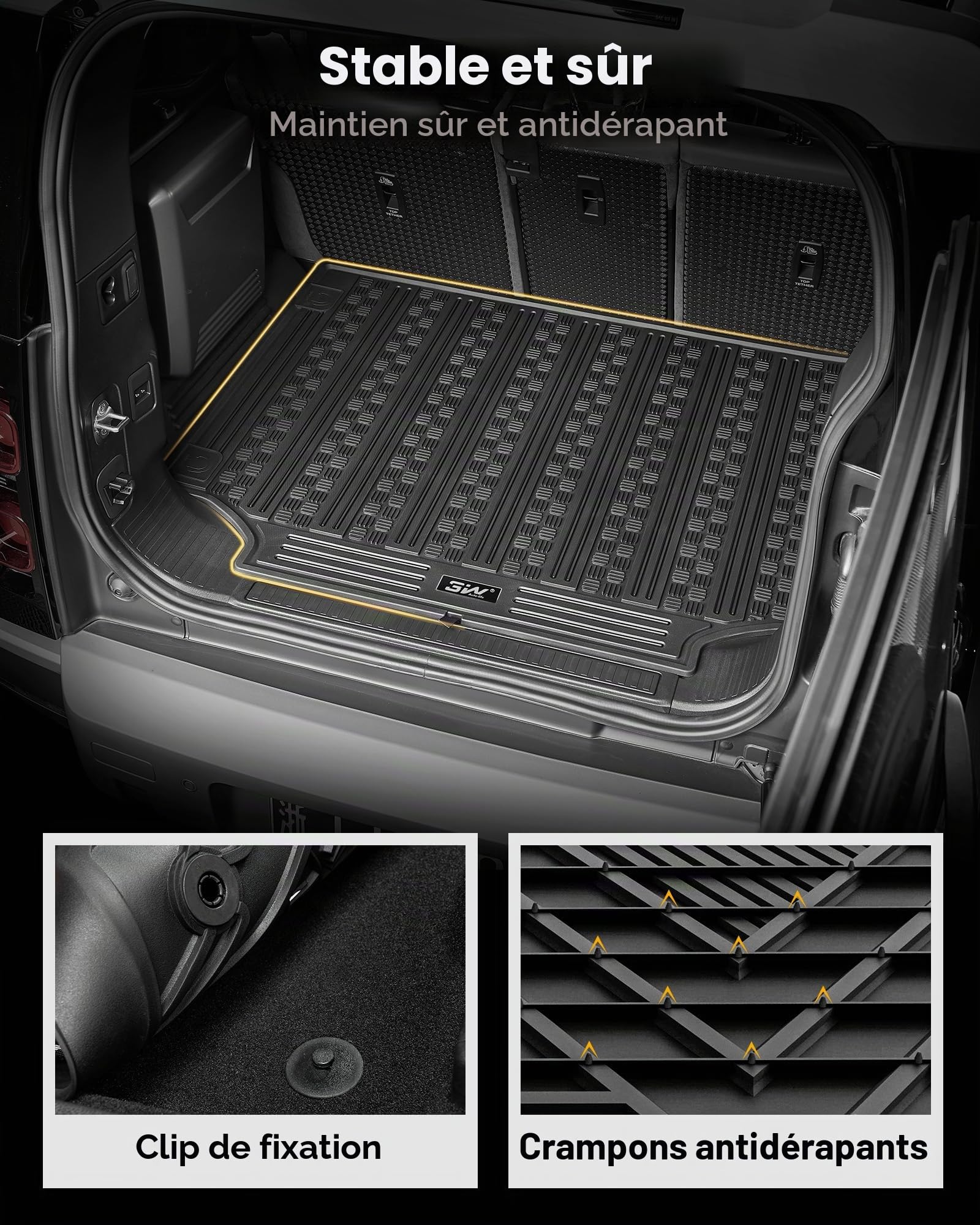 3W Tapis de Coffre pour Range Rover Sport L494 2014-2022, Imperméable Résistant Tapis Protection Coffre de Chien en TPE, Résiste aux Chocs Tapis Coffre Arrière pour Range Rover Sport