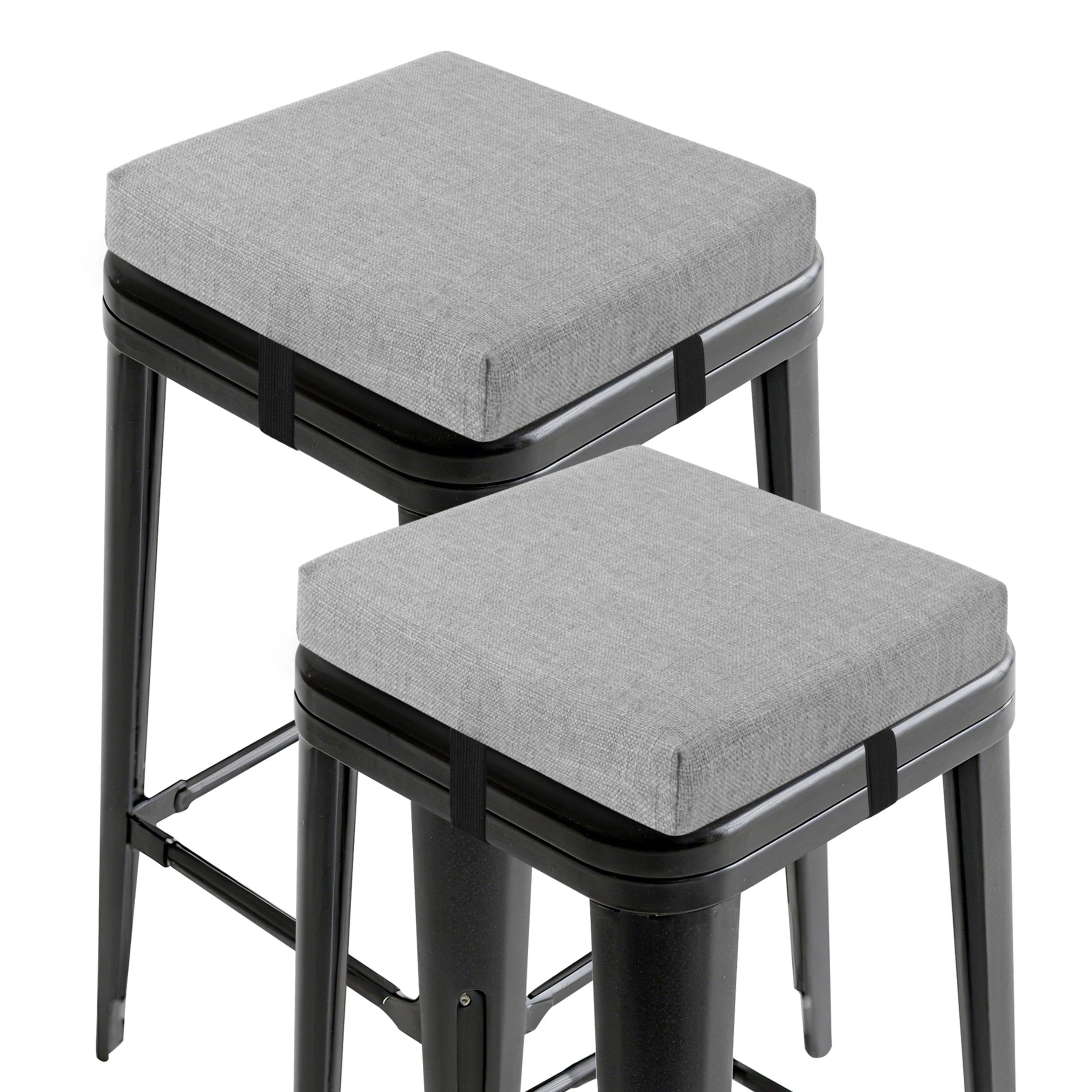 OVOV Bar Stool Cushions Square Set of 2 Non-Slip Bottom 12x12 Silver Grey