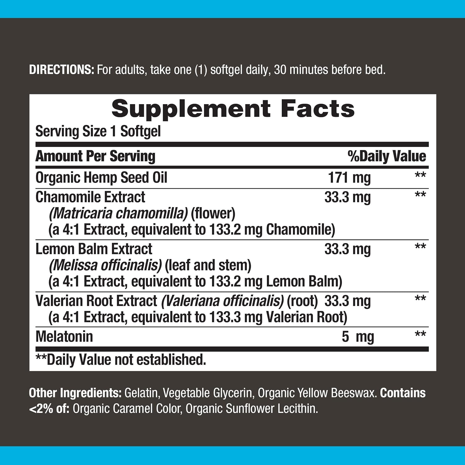 Nature's Bounty Hemp + Sleep by, for Occasional sleeplessness, Rapid Release Liquid Softgels, 30 Count