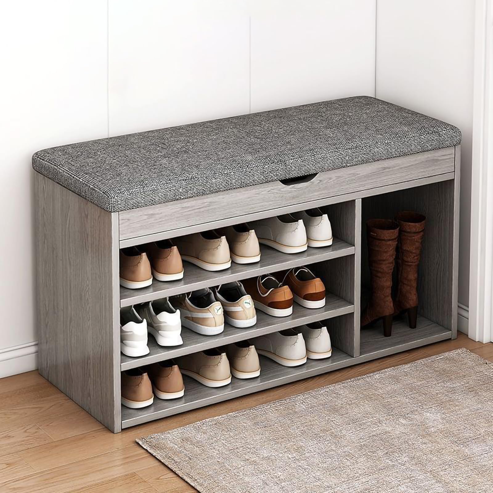 GHFXSCV Modern Entryway Bench with Shoe Storage – Compact Design for Small Spaces Integrated Shoe Cabinet for Hallway Apartment & Entryway nization