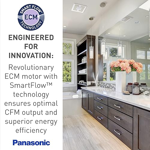Miniatura 6 de Panasonic WhisperValue FV-0810VSSL1 - Extractor de baño de doble velocidad para montaje en techo/pared con luz LED, 30 a 100 CFM