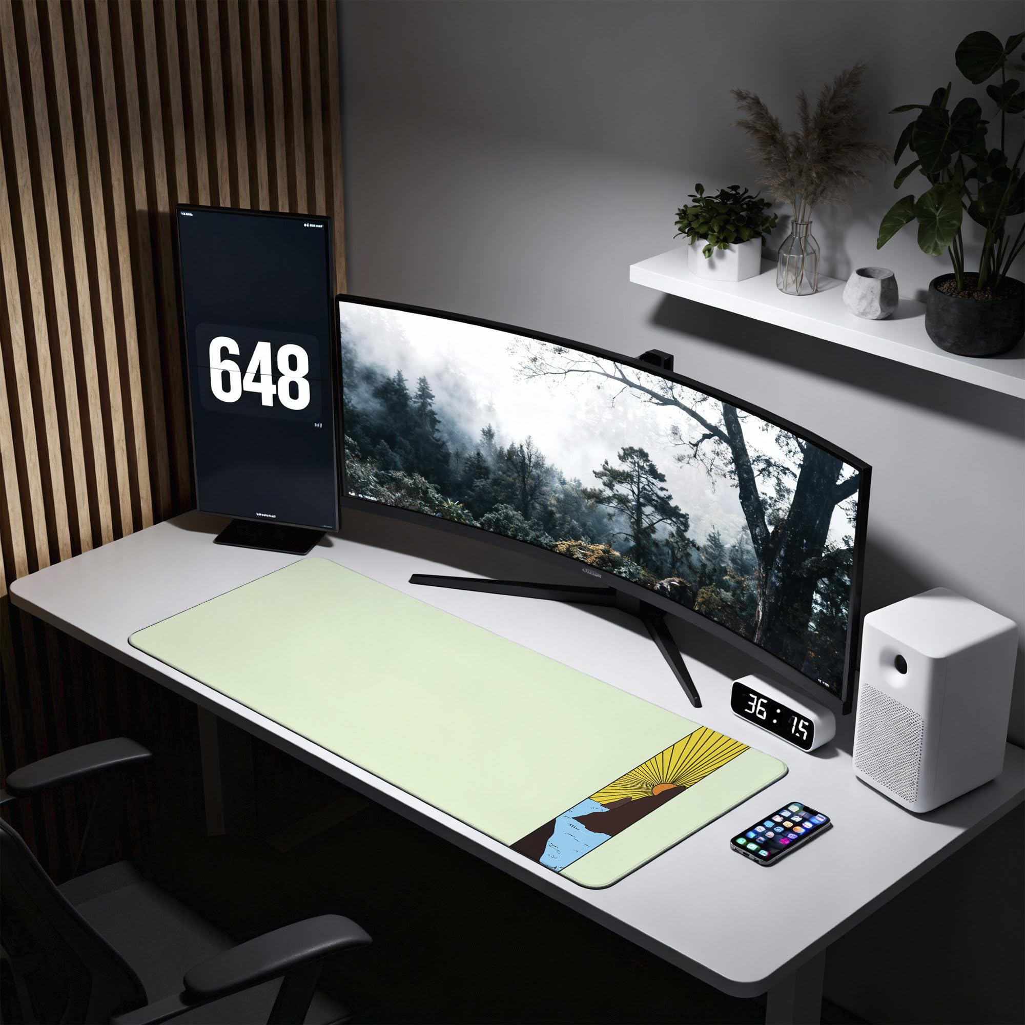 SoulAbiti Sunrise Coastline Vertical Strip Extended Desk Pad (36x14 Inch) - Wanderlust Office XXL Mouse Pad - Non-Slip Rubber Base & Stitched Edges 4