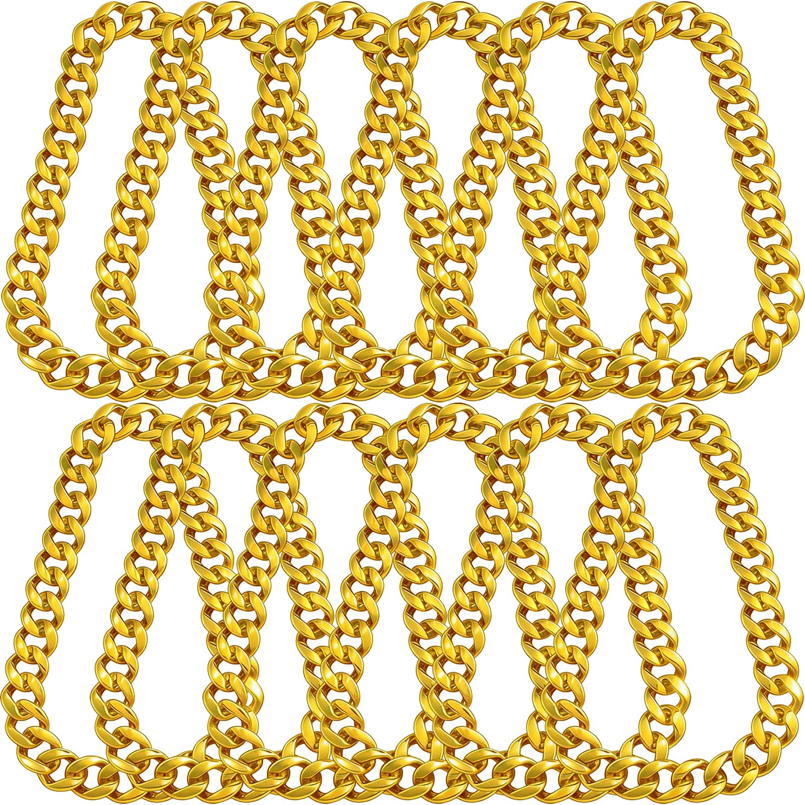 Confezione da 12 catene in plastica spessa per uomo, stile hip hop, 80/90, per costumi rapper, hip hop, per cosplay, Halloween, punk, 81,3 cm/91,4 cm