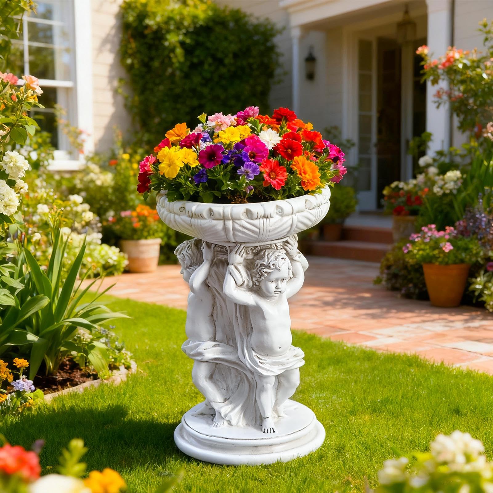 Generisch Blumentopf | Wetterbeständiger Container Skulptur | Antik Pflanzkübel Gartenskulptur,Für Garten Terrasse Balkon Rasen Wohnzimmer