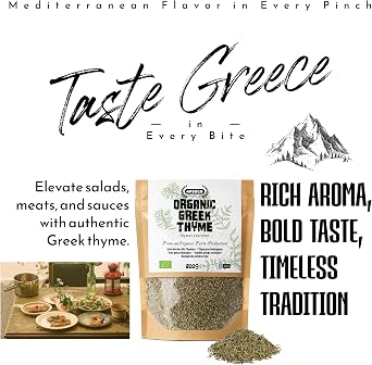 Apsogo Organic Greek Thyme - Dried Mountain Herb for Cooking & Tea, 200g