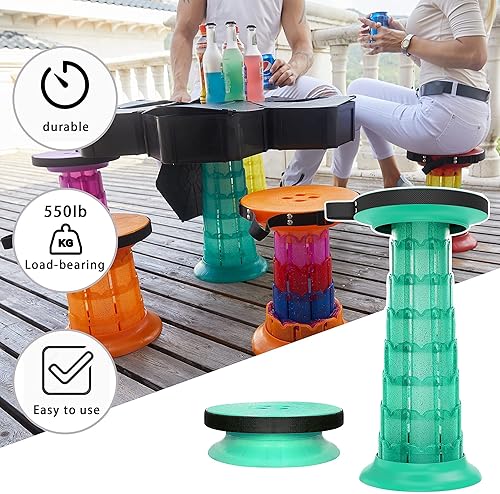 Miniatura 8 de ALEVMOOM Taburetes de camping más resistentes y ligeros, taburete telescópico plegable portátil, taburete telescópico para senderismo, barbacoa con
