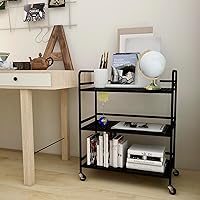 Vista 25 de 3-Tier Metal Utility Multipurpose Rolling Cart,Large Capacity Heavy Duty Cart with Lockable Wheels for Kitchen,Living Room,Office,Bathroom Storage