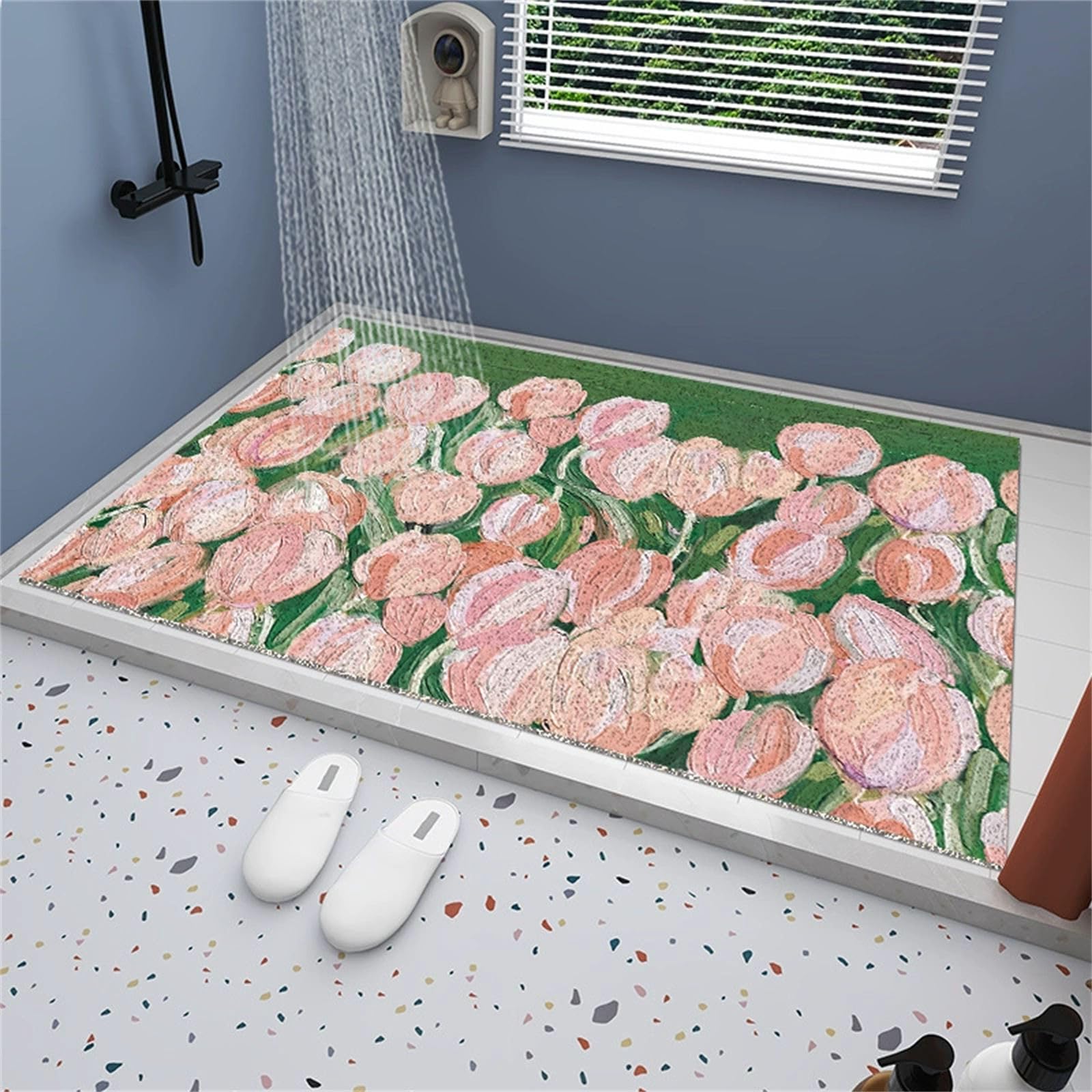 Alfombrilla de baño lavable para evitar resbalones con cómodo sistema de secado