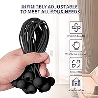 Vista 2 de Cuerdas elásticas de bolas de 6 pulgadas, correa elástica resistente a los rayos UV, cordón de amarre reutilizable con bolas, cables para interiores