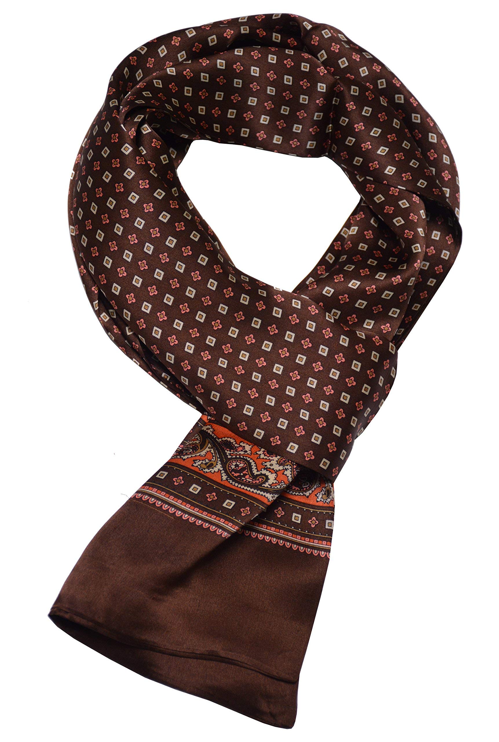 UK_Stone dubbellaagse 100% zuiver zijden herensjaal met paisley- bloemenmotief (#4), #4, Size: 160 * 28cm (62.4 x 10.92