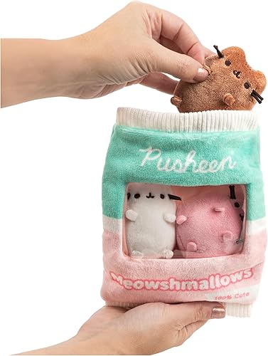 Miniatura 2 de GUND Pusheen Meowshmallows - Bolsa de golosinas con mini felpa extraíble, animales de peluche para edades de 8 años en adelante, rosa/verde, 7.5
