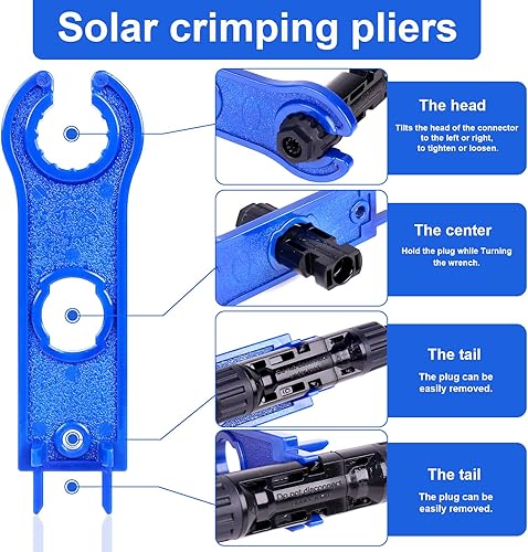 Miniatura 6 de Kit de conectores de panel solar de 20 pares con herramienta engarzadora, juego de conectores profesionales que incluye alicates de prensado, 2