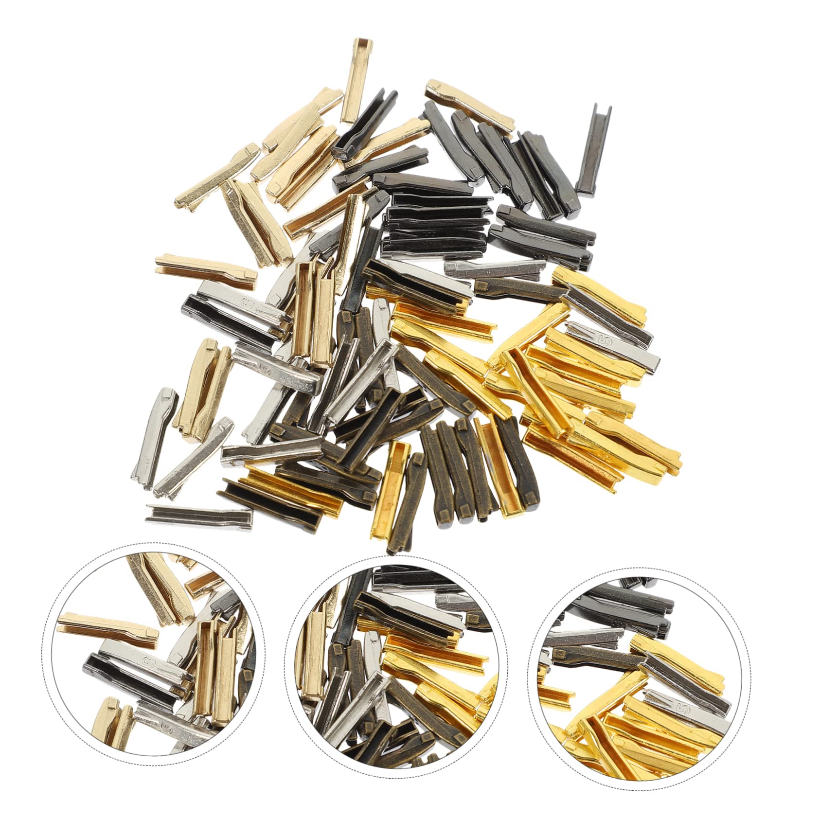 Lurrose 250pares Kit Tapones Para Cremalleras Repuestos Para Reparación De Cremalleras Accesorios De Costura Para Ropa y Bolsas Incluye Tapones Dorados