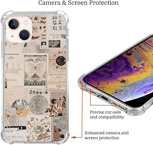 Miniatura 3 de Funda de teléfono con collage estético de estilo de vida para iPhone 14, funda retro Vitange para iPhone para niñas, niños, mujeres y hombres, funda