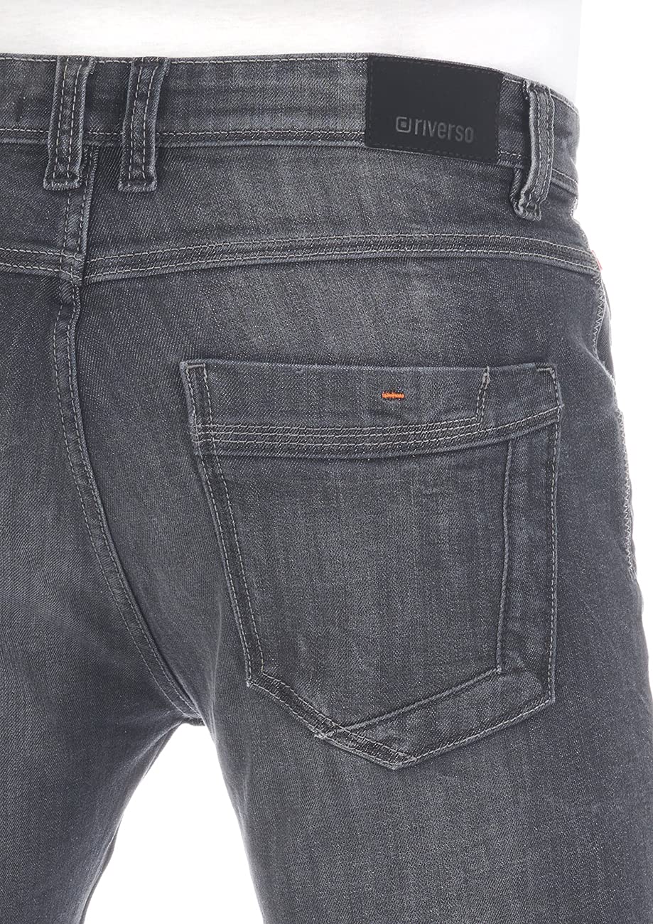 riverso RIVCaspar Jean pour Homme Coupe Slim Look usé Coton Denim Stretch Noir Bleu Gris W29 W30 W31 W32 W33 W34 W36 W38