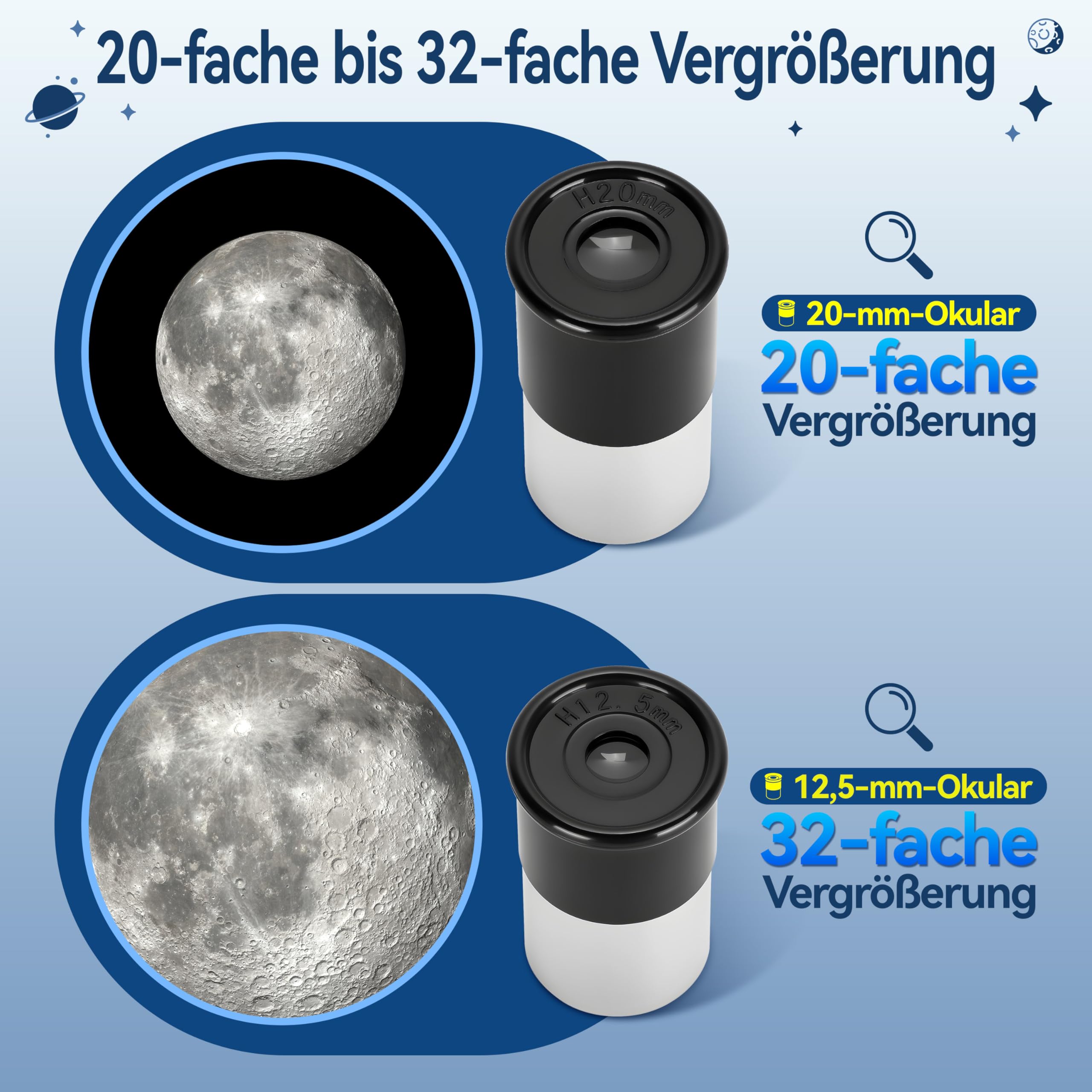 Aomekie Teleskop für Kinder und Einsteiger mit 10X Smartphone Adapter, Ausziehbarem Stativ, Tasche, Mondfilter und Aufrechtem Sucherfernrohr