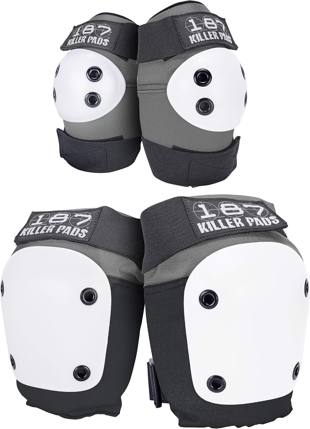 187 Killer Pads Knee Pads, Elbow Pads Combo Pack, Grey, X-Small