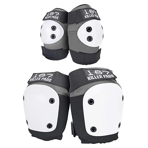 187 Killer Pads Knee Pads, Elbow Pads Combo Pack, Grey, Large/X-Large