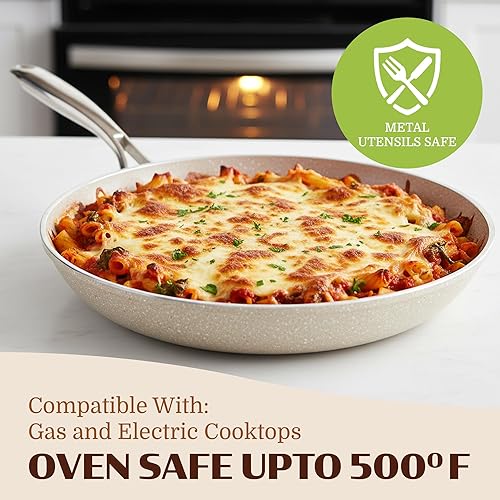 Miniatura 8 de Granitestone Juego de 3 sartenes antiadherentes de 8, 10, 12 pulgadas, sartenes no tóxicas antiadherentes para cocinar, listas para inducción, sin