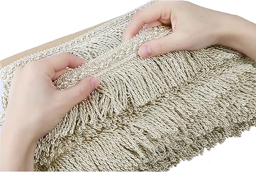 Fenghuangwu Borde de flecos de lingote de 5.5 yardas x 3.3 pulgadas de diámetro, ribete de flecos de alta densidad, flecos de costura de poliéster,