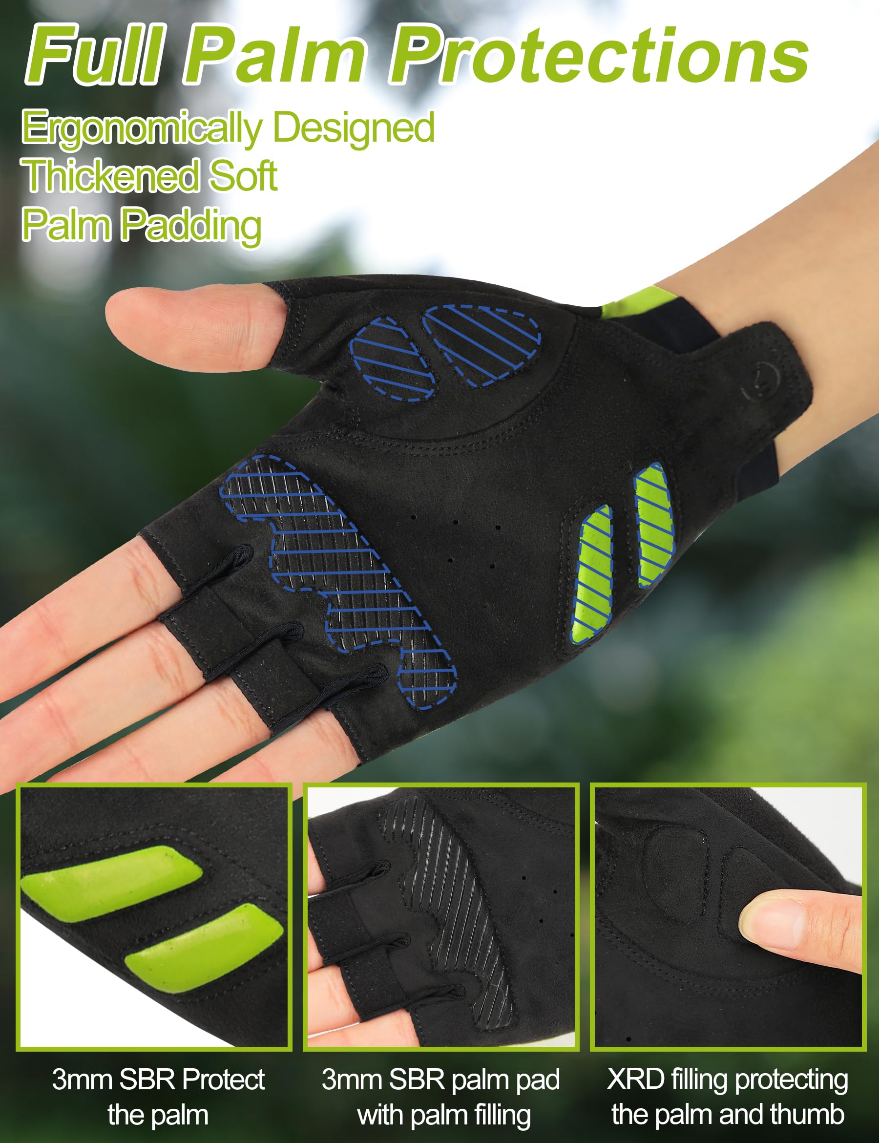 INBIKE Guantes de Ciclismo de los Hombres de Medio Dedo a Prueba de Golpes de Verano elástico Transpirable Reflectante C208
