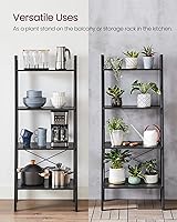 Vista 9 de VASAGLE Ladder Shelf, 4-Tier Bookshelf, Storage Rack, Bookcase with Steel Frame, for Living Room, Home Office, Kitchen, Bedroom, Industrial