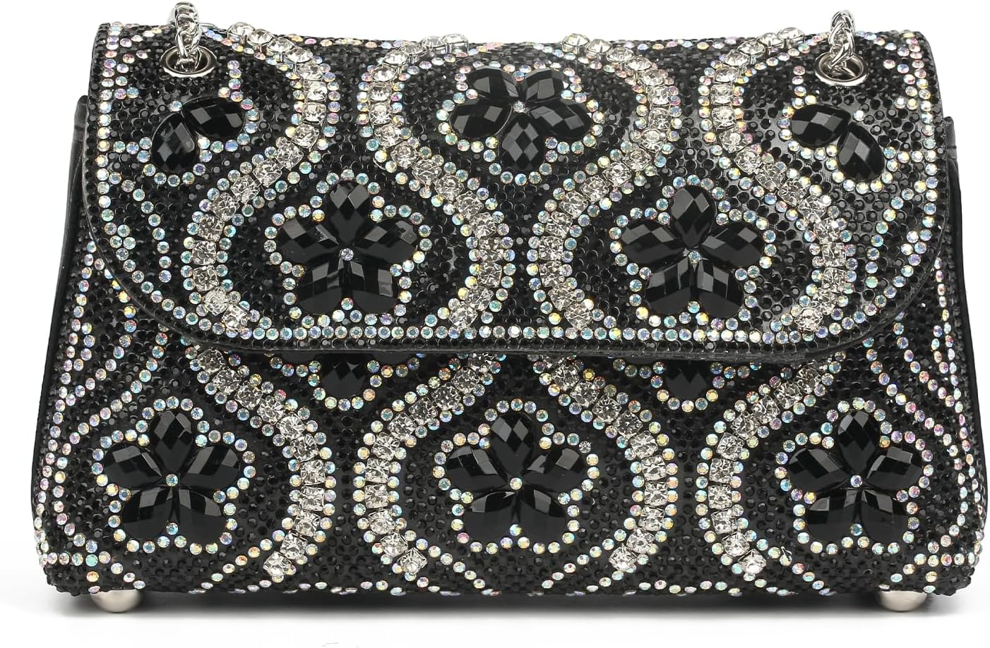 Flower Rhinestone Crystal Clutch Purse Shoulder Bag Sparkling Evening Bag for Wedding Prom Party Bride Guest