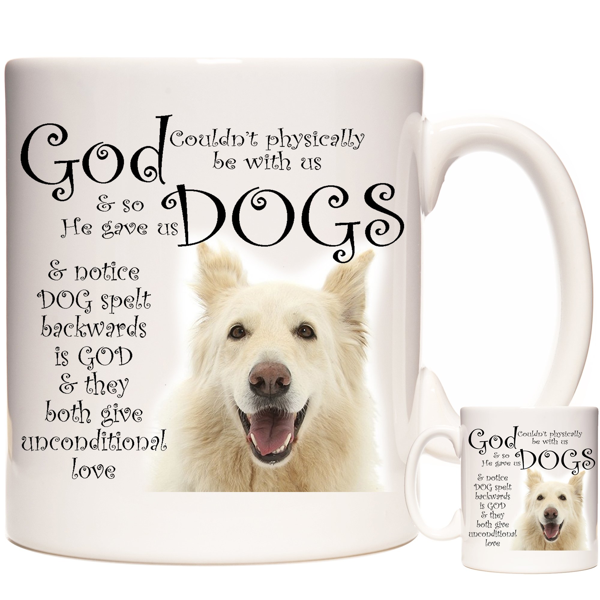 Kazmugz White German Shepherd 11Oz Ceramic Mug - Gift For Alsatian Lovers