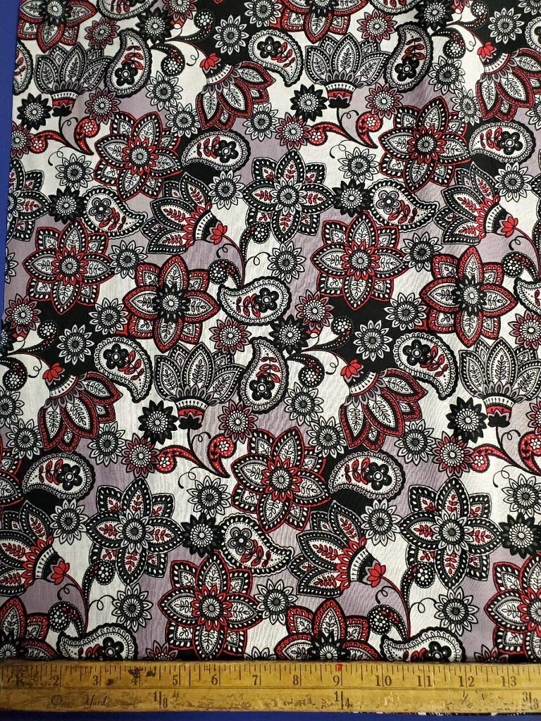 Bali Beauty Gray Cotton Fabric by The Yard