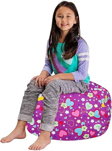 Miniatura 302 de Posh Funda de Silla Puf Rellenable para Almacenamiento de Animales de Peluche para Niños - Organizador de Juguetes Infantiles, Grande-38 - Lona