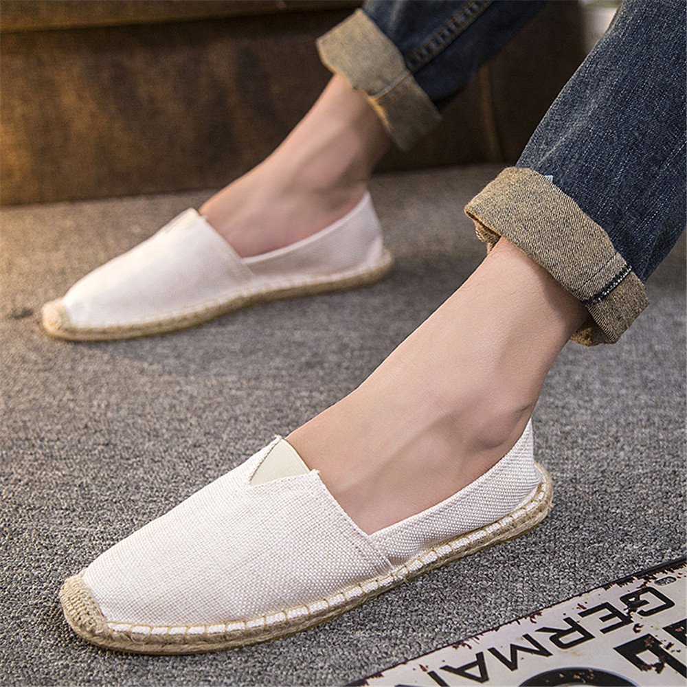 Paille Chaussures de plage en lin pour homme et femme Espadrilles plates à enfiler