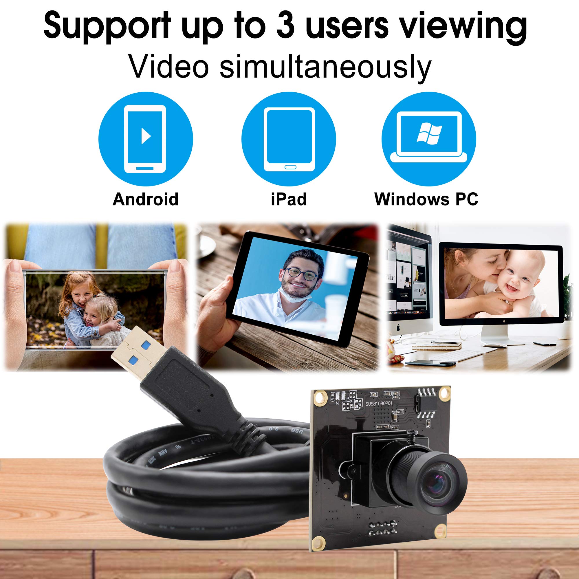 Mermaid Webcam 1080P ad alta velocità USB3.0 USB modulo fotocamera con sensore IMX291 Minicam per OTG, fotocamera da 2 MP USB con illuminazione a basso consumo per Android Windows Linux Mac