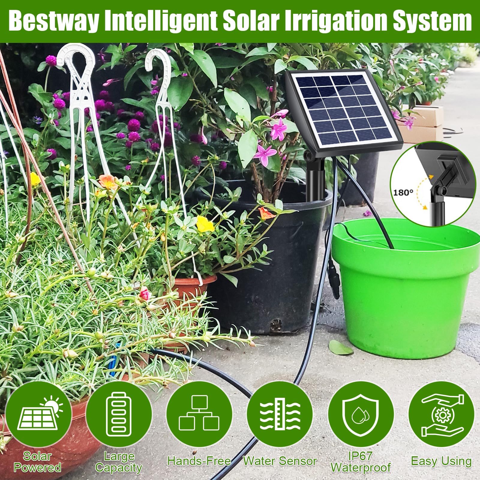 Solar watersysteem - druppelirrigatiesysteem - voor 15 planten