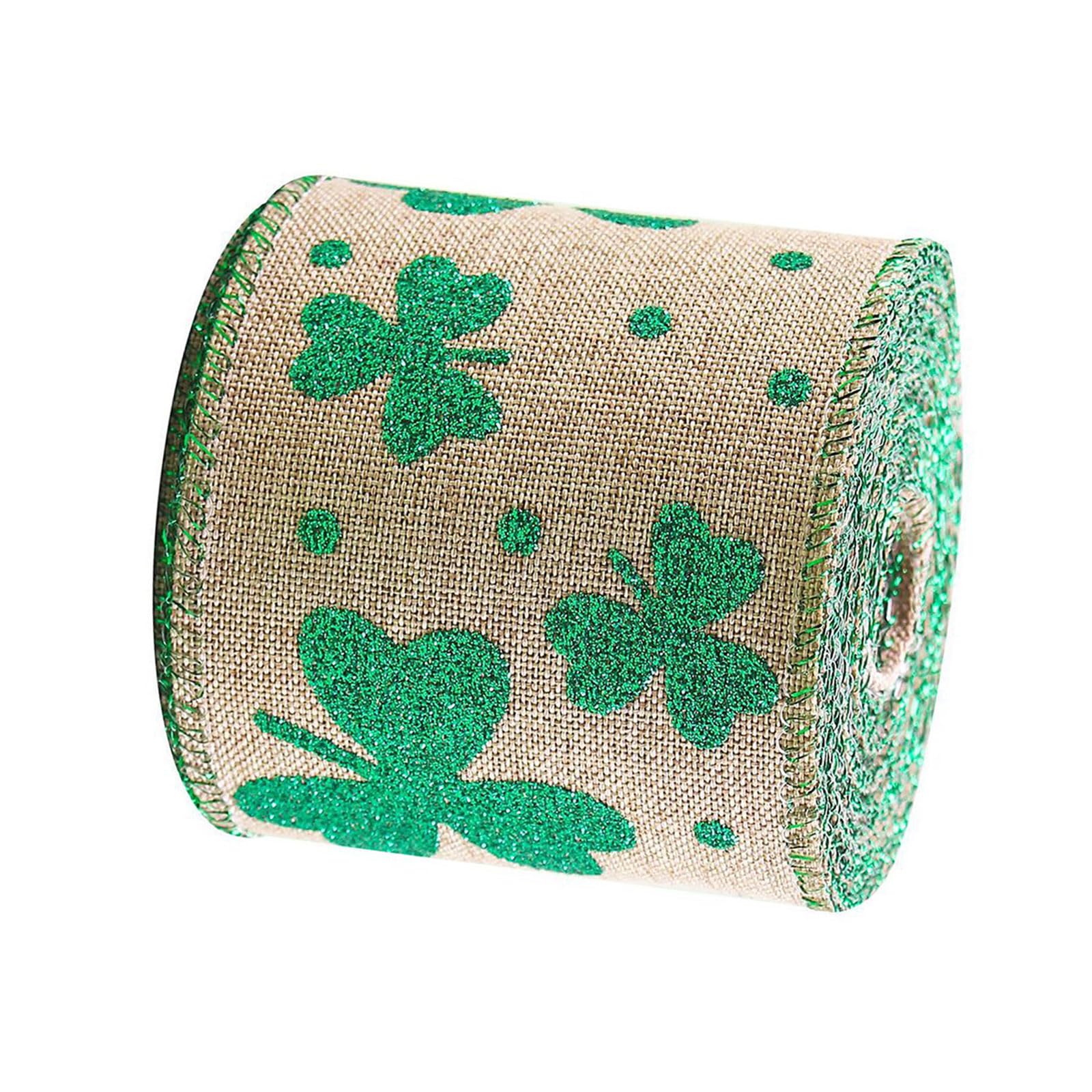 HUANGING Patricks Day Craft Ribbon with Clovers Designs for Projects Party Decoration and More Celebratory Party Decoration Ribbon