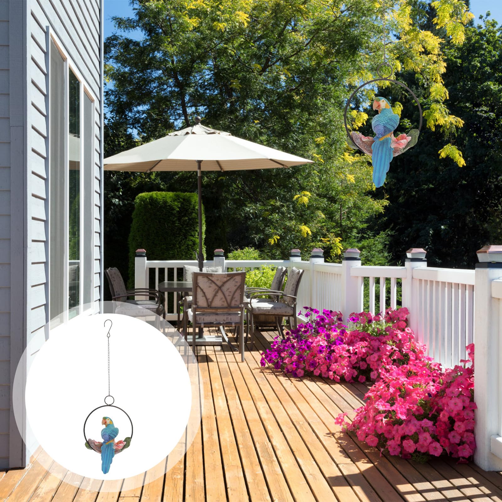 DOITOOL Pappagallo Decorativo in Resina e Ferro, Ornamento da Appendere per Casa e Matrimonio Aspetto Realistico e Design Artigianale Fatto a Mano, per Giardinaggio e Ufficio