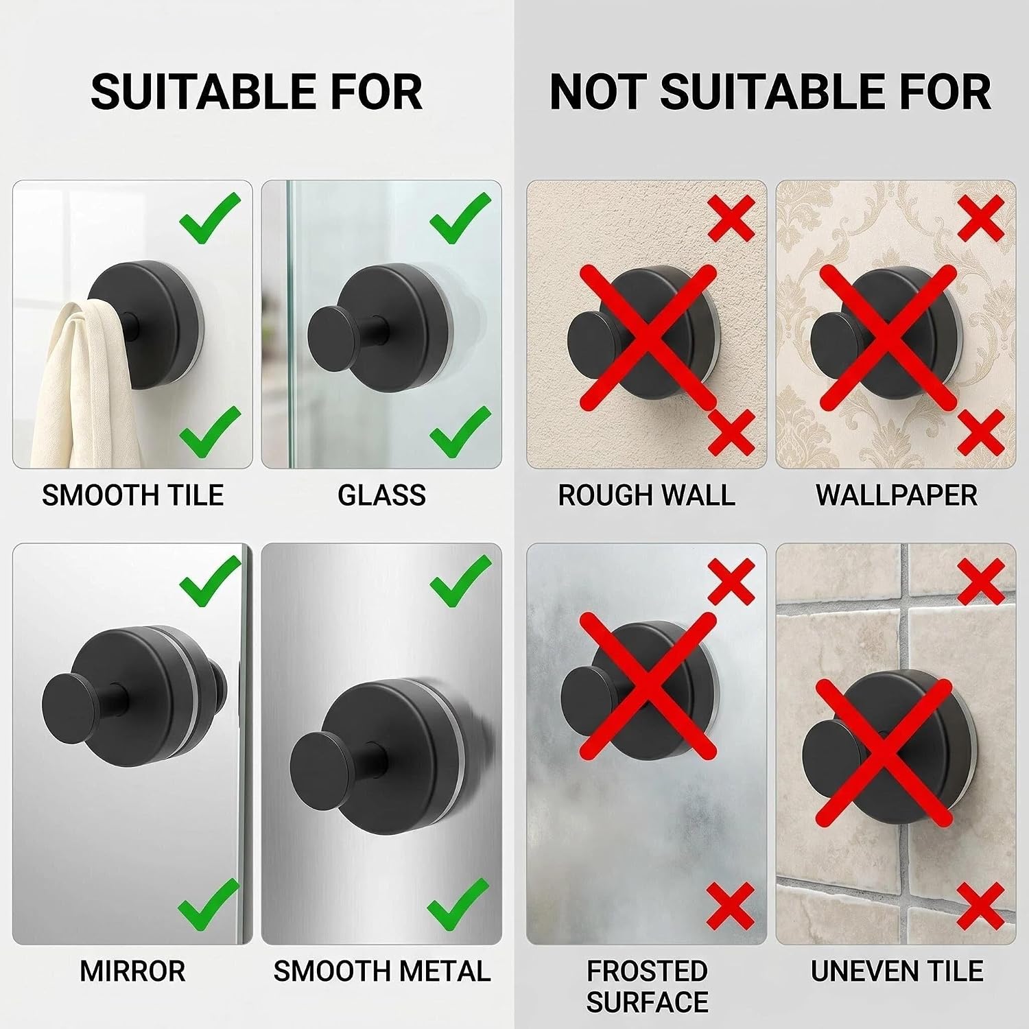 Suction Cup Hooks 4 Pack, Shower Hooks - Bathroom Towel Hook image 5