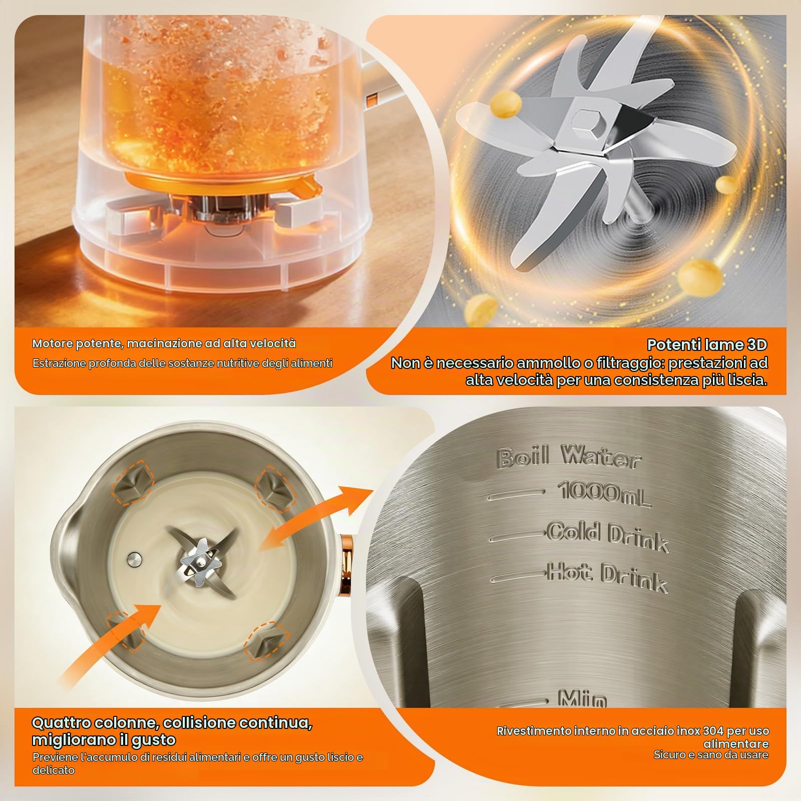 Macchina per Latte di Noci Vegetale 1000ml, 10 Lame in Acciaio Inox, Touch Screen Intelligente, 12h Timer, Autopulente, Macchina Multifunzione per Latte di Soia, Noci, Succhi e Zuppe, per Famiglia