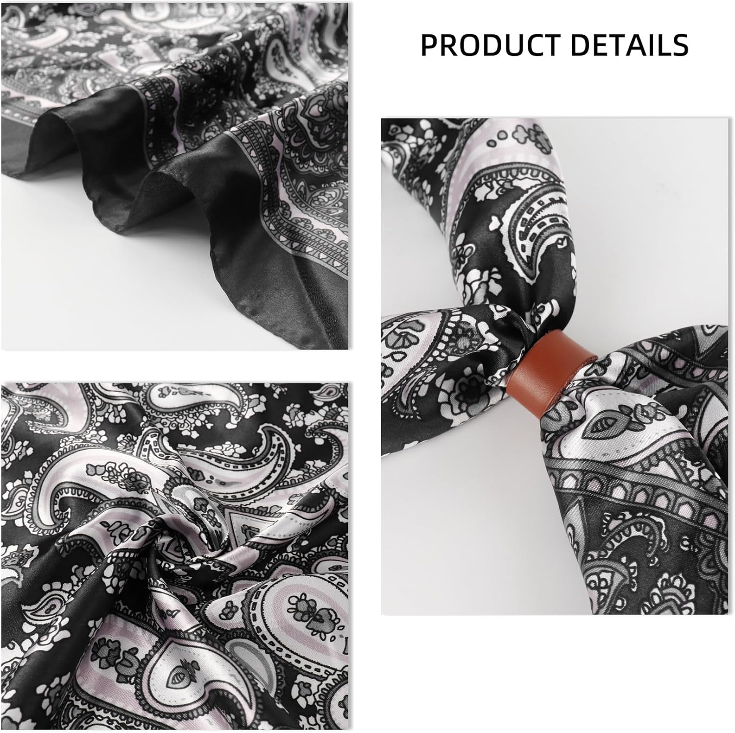 35 Inch Wild Rag Cowboy Bandana Scarves for Men, Large Neckerchief Silk Feel Western Neck Scarf for Women - Image 8