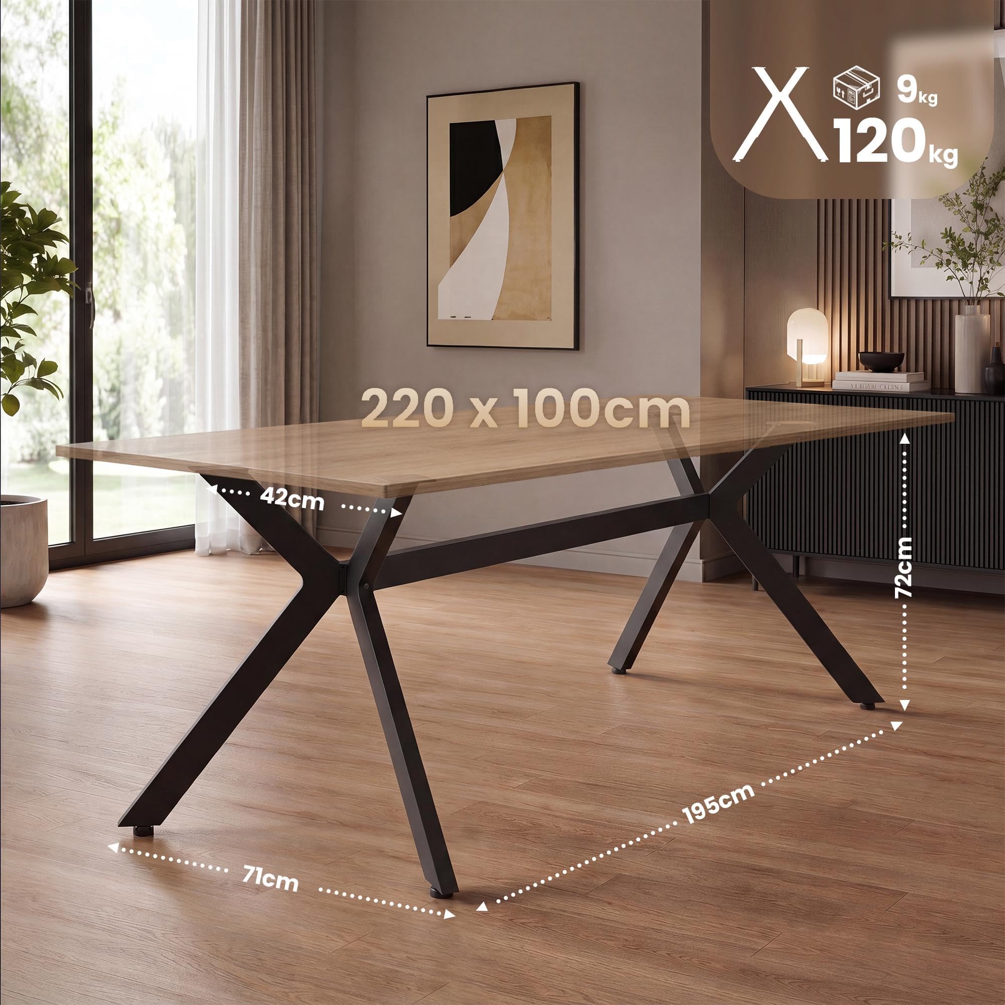 CLP Patas de Mesa Cascada Negras, Estructura en X para Comedor, Cocina y Escritorio, Ideal para DIY, soporta hasta 120 kg Color:Negro;Tamaño:L