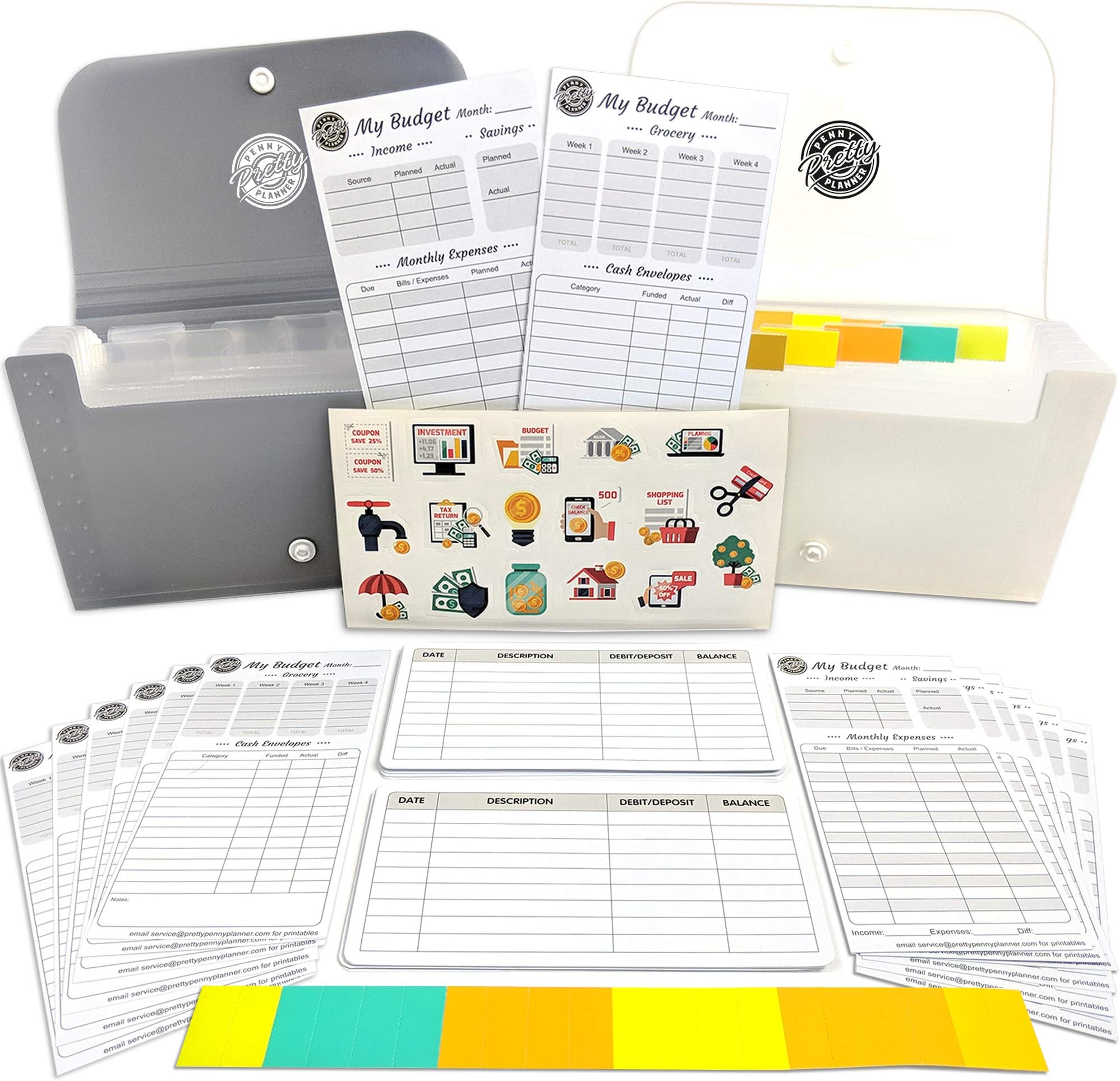 Cash Coupon Organizer Wallet Pack with Budget Planner Organizer Inserts, Cash Envelopes Accordion Style 2-Pack, Cash Envelope System Wallet, Receipt Organizer, Expanding File Folder, Budget Envelopes