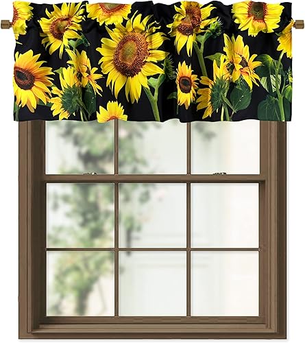 Miniatura 8 de CANVASBEE Cenefas de cocina limón para ventanas, bolsillo para barra de plantas tropicales, 52 x 18 pulgadas, cenefas de cortina para cafetería,