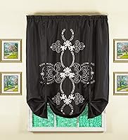 Vista 28 de Today's Curtain Verona - Nivel de bordado inverso, 36 pulgadas, crudo/rosa, 60 pulgadas de ancho x 36 pulgadas de largo