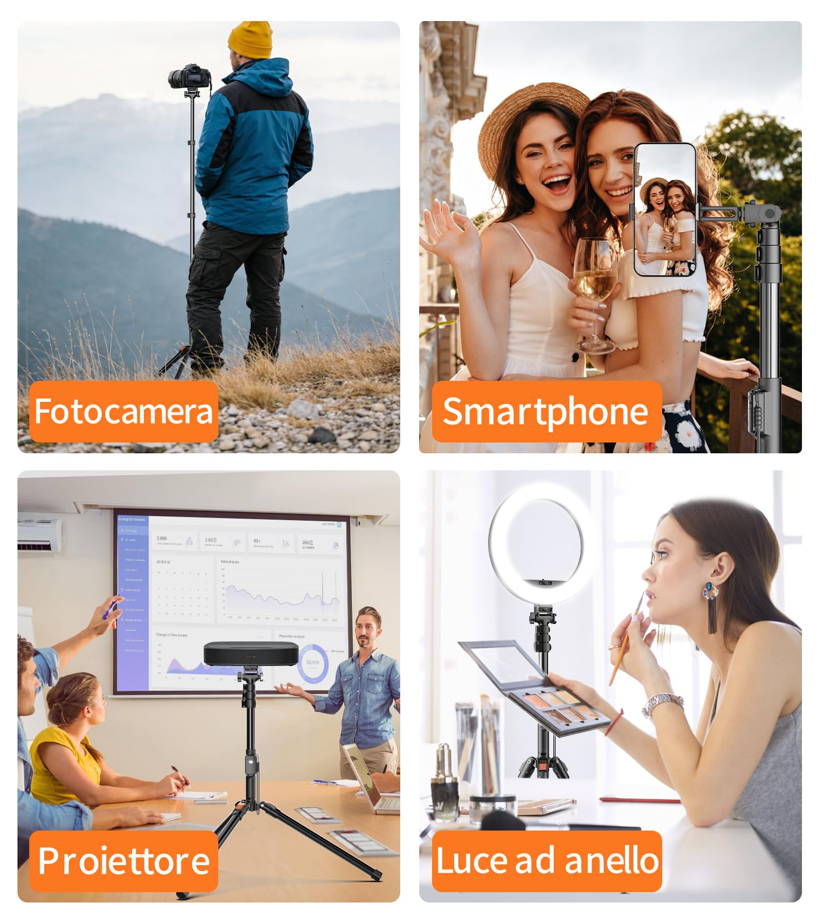 XXZU 187cm Magnetico Treppiede Smartphone, Leggero Treppiede Fotocamera con Telecomando e Supporto Magnetico, Treppiede in Alluminio Portatile da Viaggio per iPhone/Android/Fotocamera/Proiettore