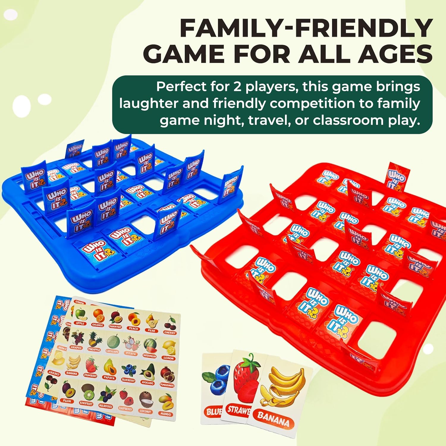FCXVXCL Who is It Kids Games Who Is Game? Fruit Guessing Board Educational Entertainment Toy Easy to Set Up 2 Players Gifts for Friends Ideal for Family Nights Parties - Image 2