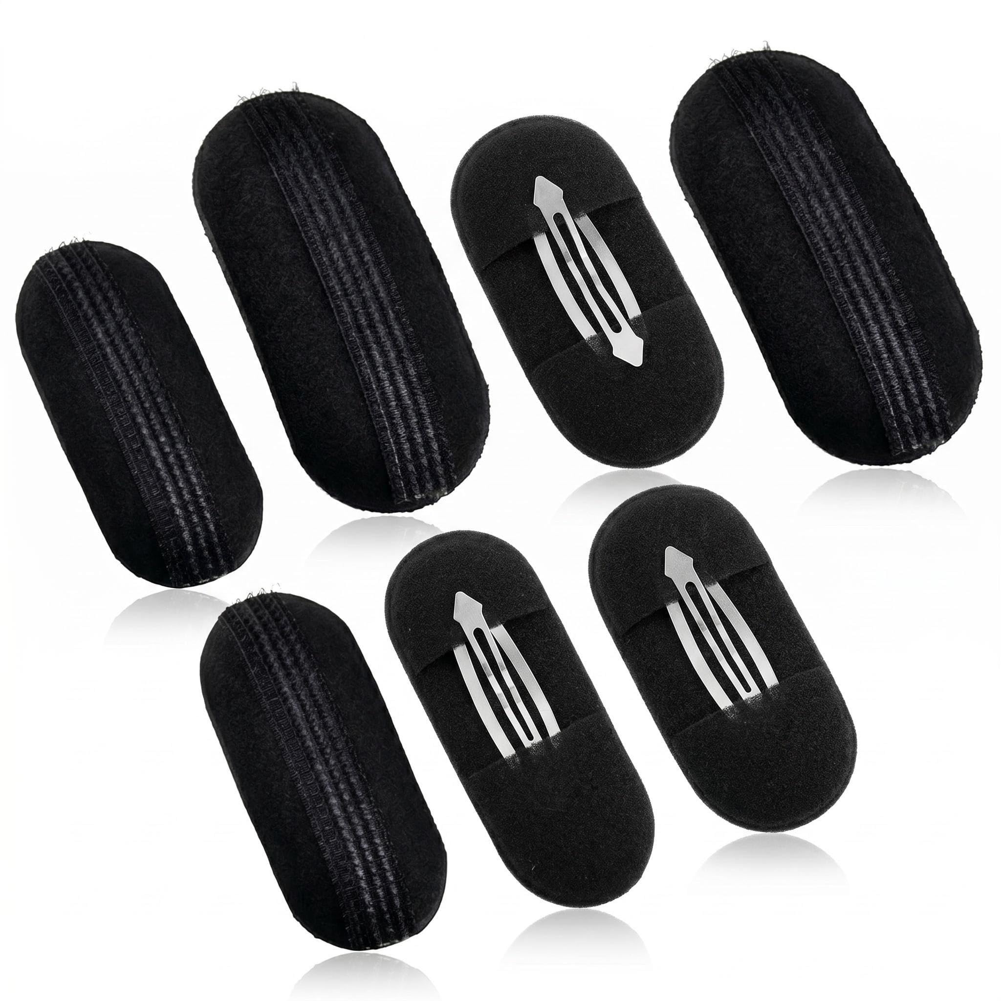 ericotry Hair Inserts, 6 Pcs Sponge Bump It Up Volume Hair Base Set - Black(3 Small and 3 Large)