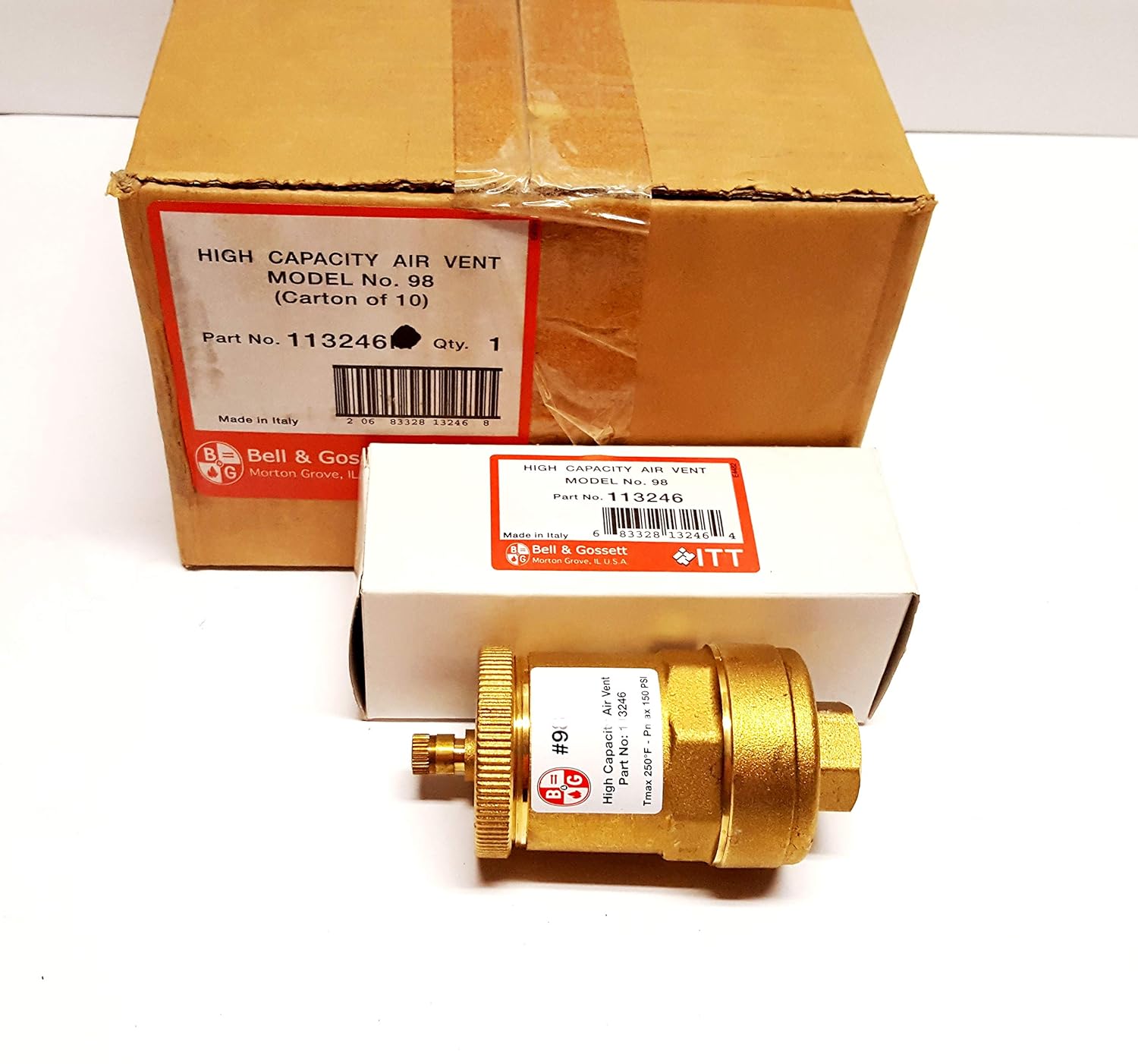 Case of 10 Bell & Gossett ITT #98 1/2" High Capacity Automatic Air Vent 113246