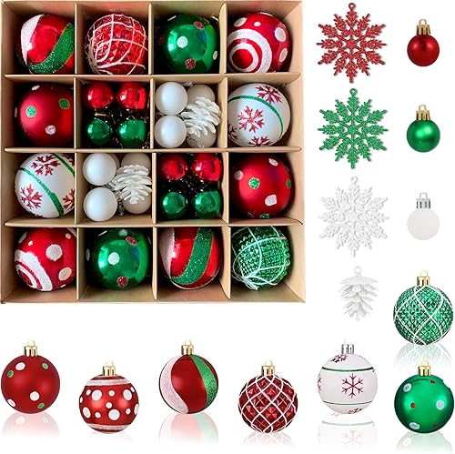 Miniatura 9 de 50 piezas de adornos para árbol de Navidad - 2.36"/60mm Juego de bolas de adornos de Navidad para árbol de Navidad, fiesta navideña, boda, Blanco y