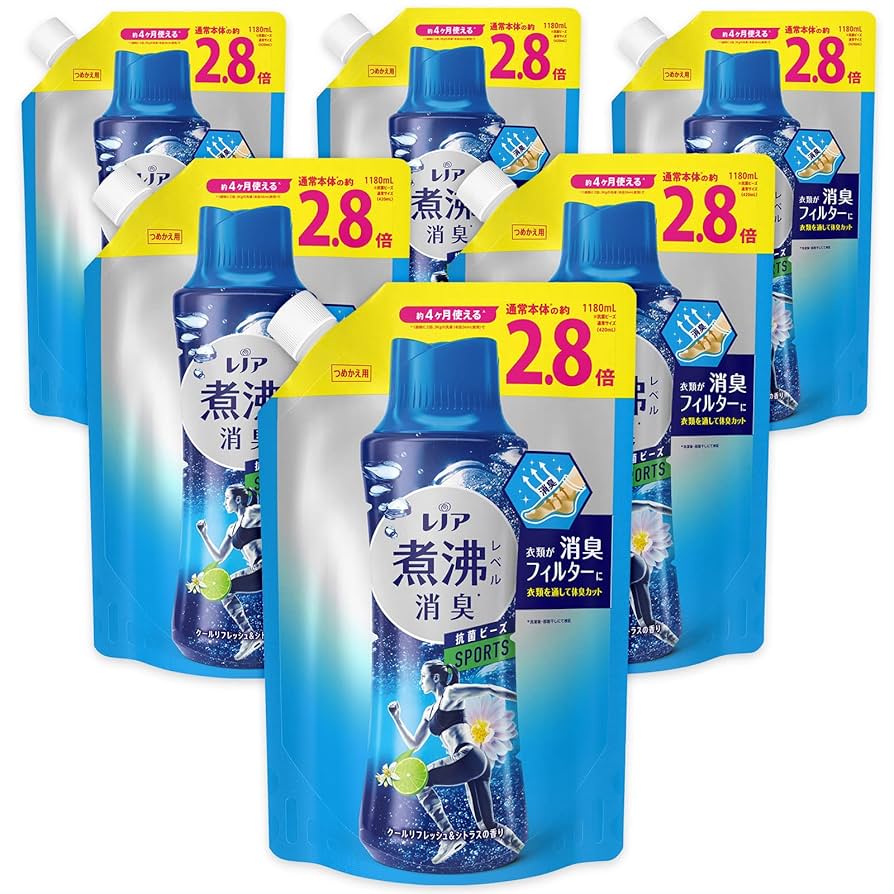 レノア煮沸レベル消臭抗菌ビーズ リフレッシュフローラルの香り1180ml×6個 Amazon | [ケース販売] レノア 超消臭 煮沸レベル消臭 抗菌