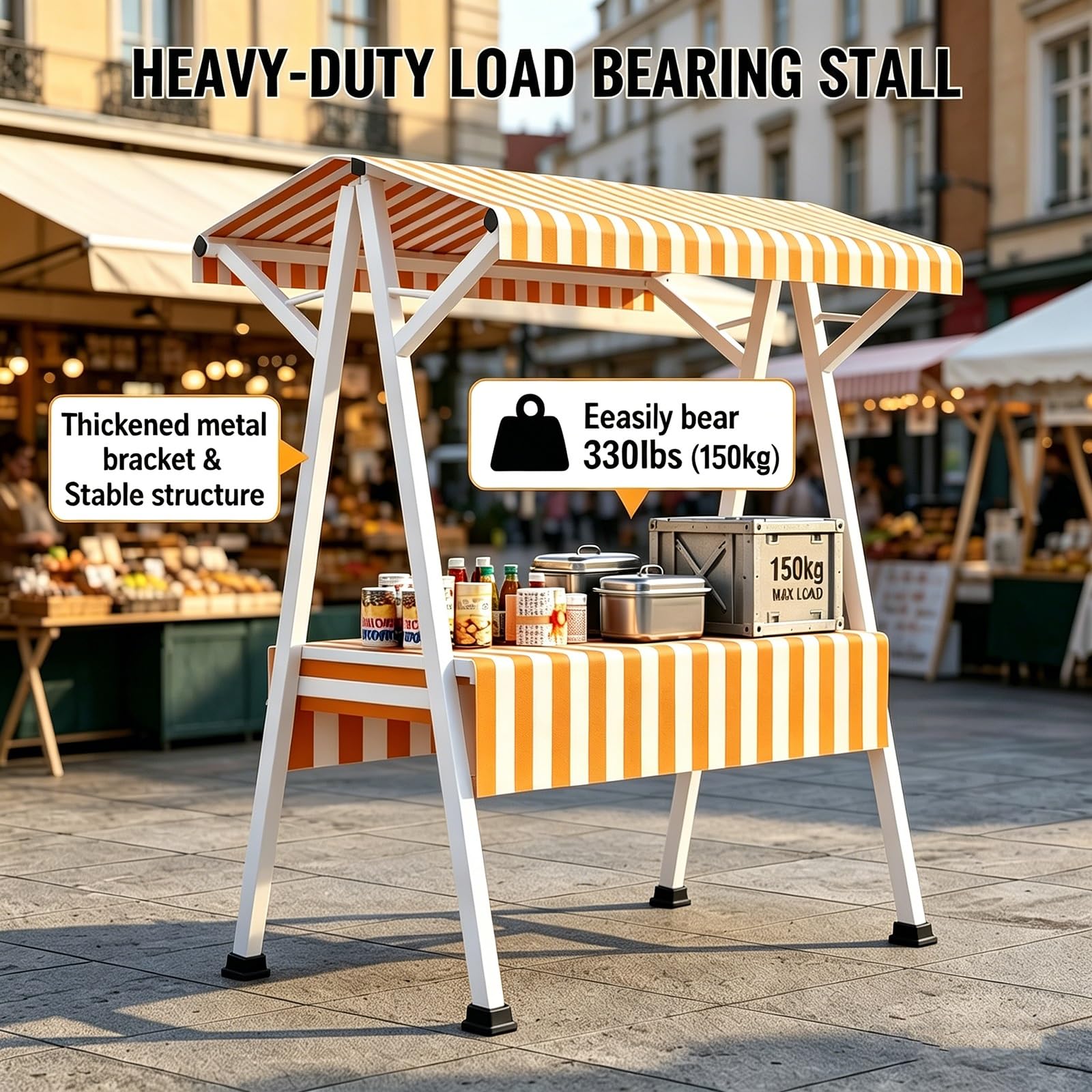 Przenośny Wózek Żywnościowy dla Firm, Składany Wózek Uliczny z Daszkiem, Stoisko Targowe i Kiosk Targowy dla Targów Rolniczych i Imprez(Purple,63in/160cm)