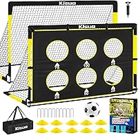 KJSUE Kids Soccer Goals Backyard Set: 2x 6x4ft Pop-Up Goals, Ball, Targets, Cones for Ages 3-12 Training & Fun